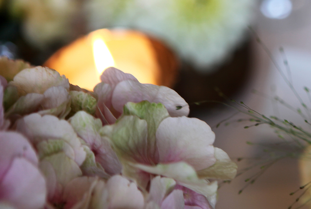 flowers and candle